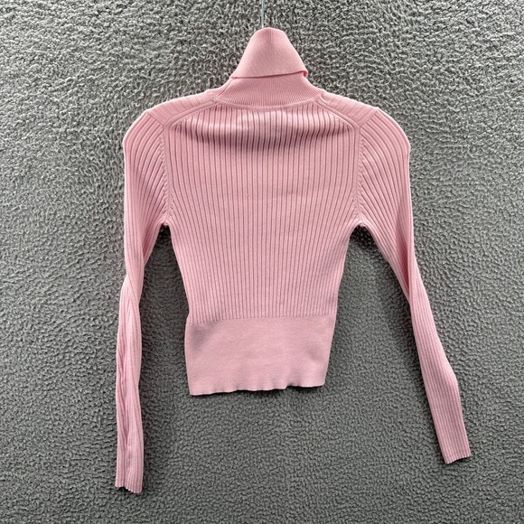 Zara Womens Ribbed Turtleneck Crop Sweater S Pink Fitted Balletcore Clean Girl - Picture 2 of 7